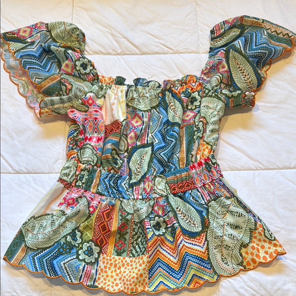 New. Never worn. Colorful Off/On Shoulder Blouse
